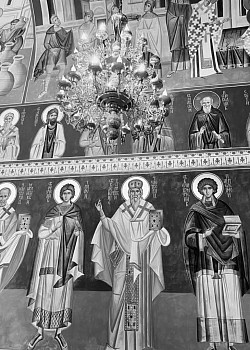 fresco of Saint Sava and Saint Simeon the Myrrh-Giver in the nave