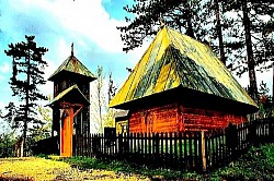 The surface of the Zlatibor lakes, reflecting the pristine blue sky like a mirror Panoramic view of the golden fields of Zlatibor grass under strong gusts of wind from Murtenica Branches of the Zlatibor juniper with blue fruits that sprout directly from the gray limestone Herd of cattle grazing in Zlatibor under high cliffs that protect the livestock from mountain storms Snowdrifts on Zlatibor country roads that cast deep shadows in the late afternoon - Zlatibor spring water flowing down rocks covered with dark green wet moss A lonely Zlatibor pine on a rocky hill that defies harsh mountain winters Traces of frost on wild hawthorn fruits next to the old Zlatibor wooden fence The high peaks of Zlatibor covered in a bluish haze at the moment of sunset A village yard on Zlatibor with stacked logs for a rainbow and cold winter